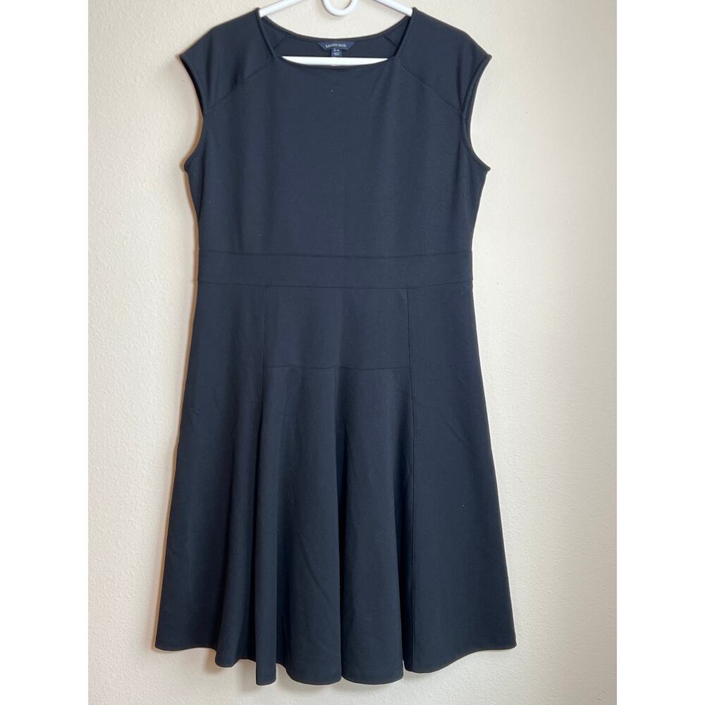 Classic Lands' End Black Ponte Fit & Flare Dress - Size 14-16 - Essential LBD